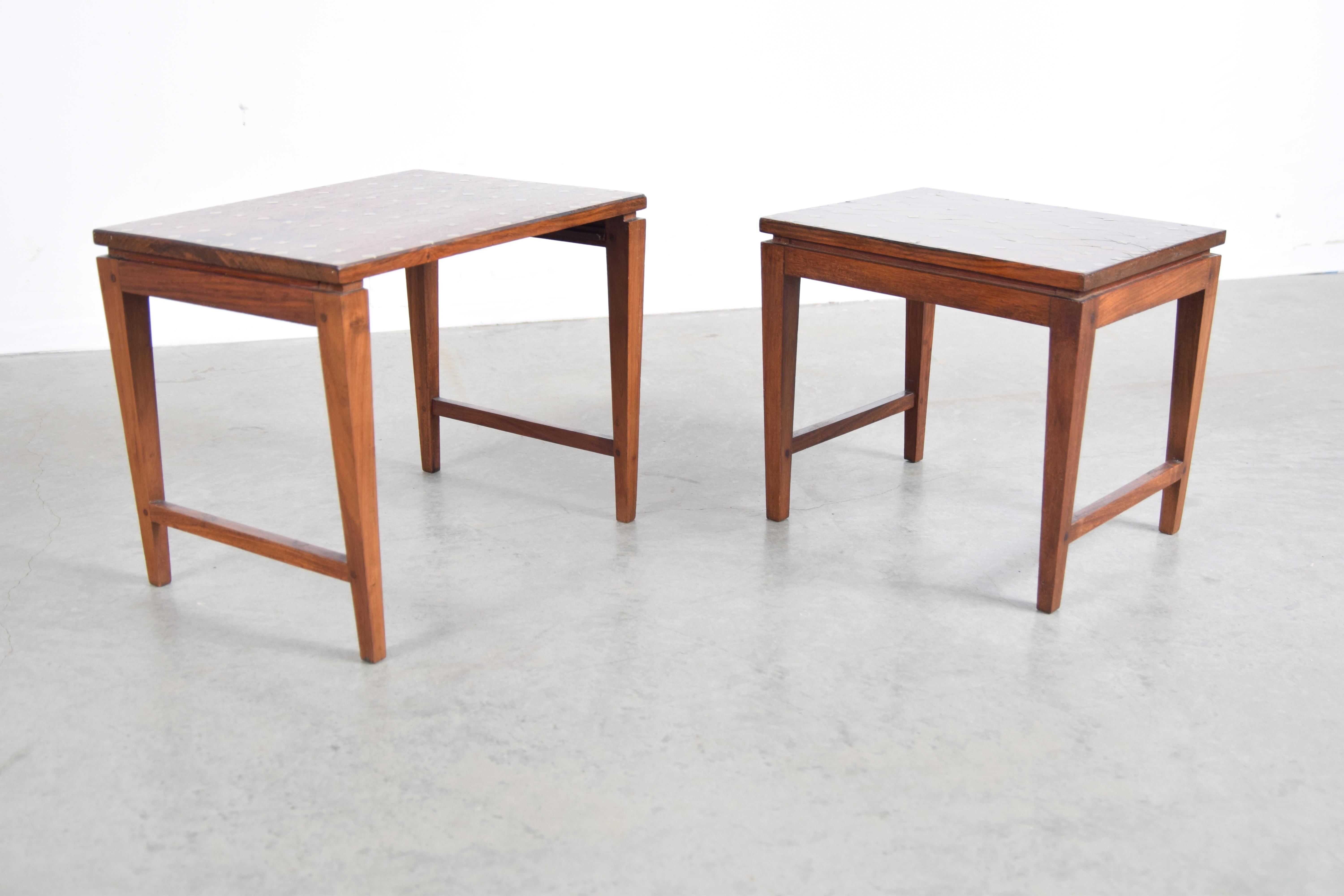 Inlay Diminutive Set of Nesting Tables by Leela Shiveshwarkar For Sale