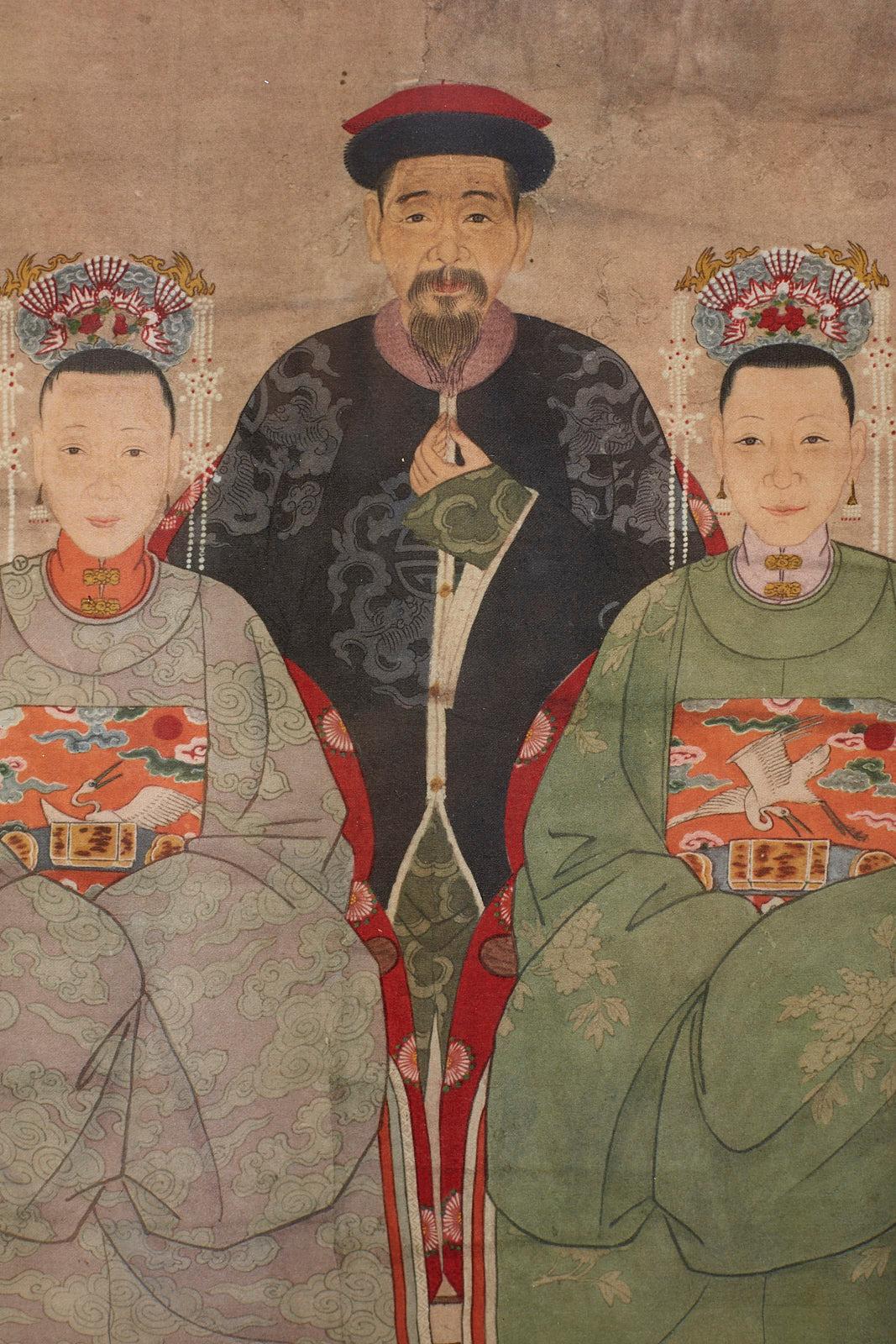 Diminutive Set of Nine Framed Chinese Ancestoral Portraits 9