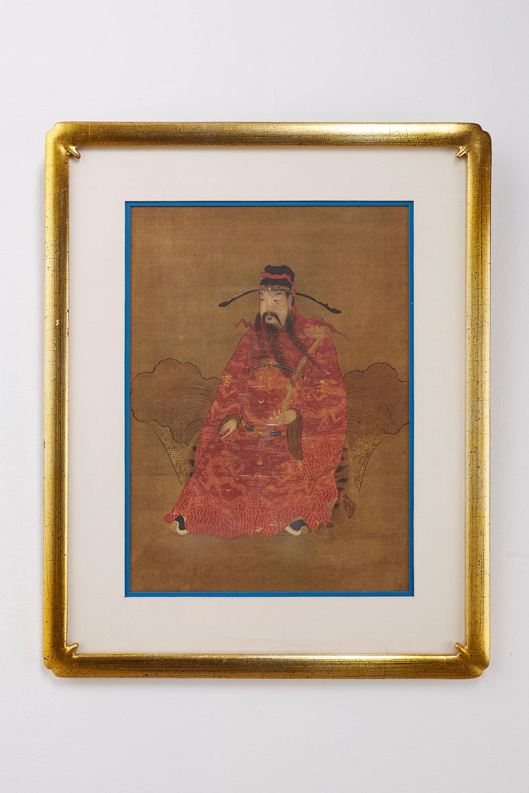 Chinese Export Diminutive Set of Nine Framed Chinese Ancestoral Portraits