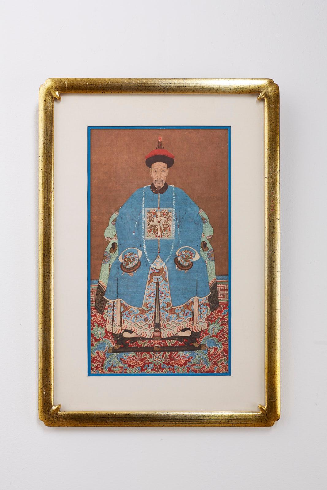 Hand-Crafted Diminutive Set of Nine Framed Chinese Ancestoral Portraits