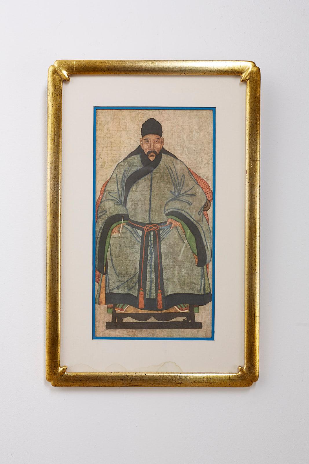 20th Century Diminutive Set of Nine Framed Chinese Ancestoral Portraits
