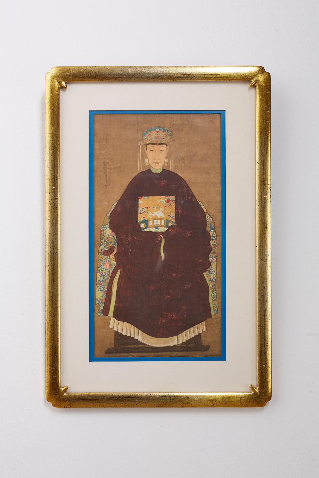 Diminutive Set of Nine Framed Chinese Ancestoral Portraits 1