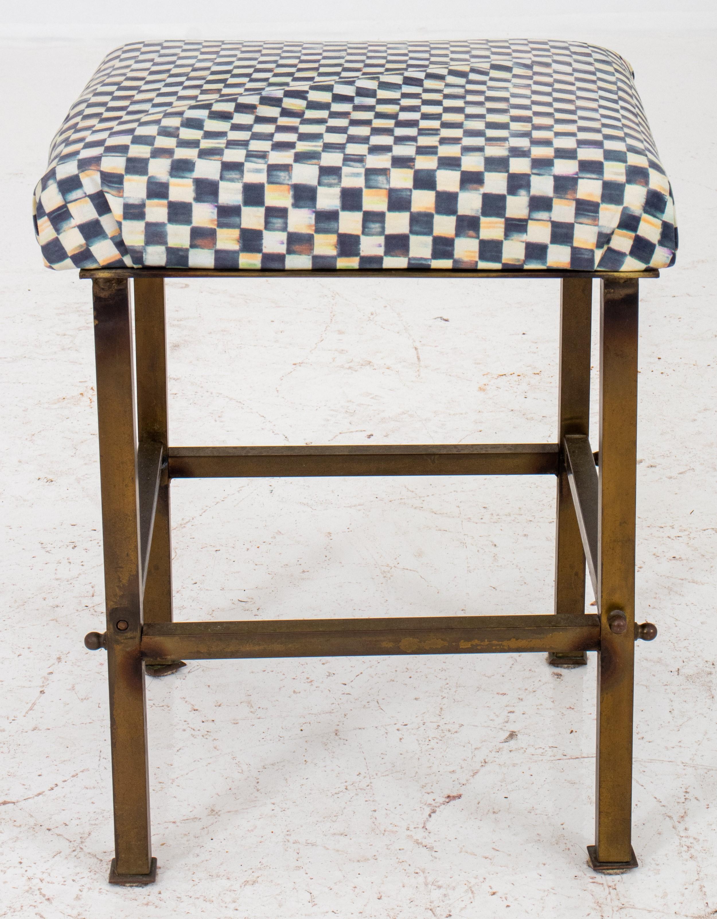 American Diminutive Square Brass Stool For Sale