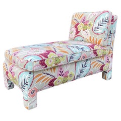Diminutive Stylish Chaise Lounge in Breath of Fresh Air Contemporary Fabric