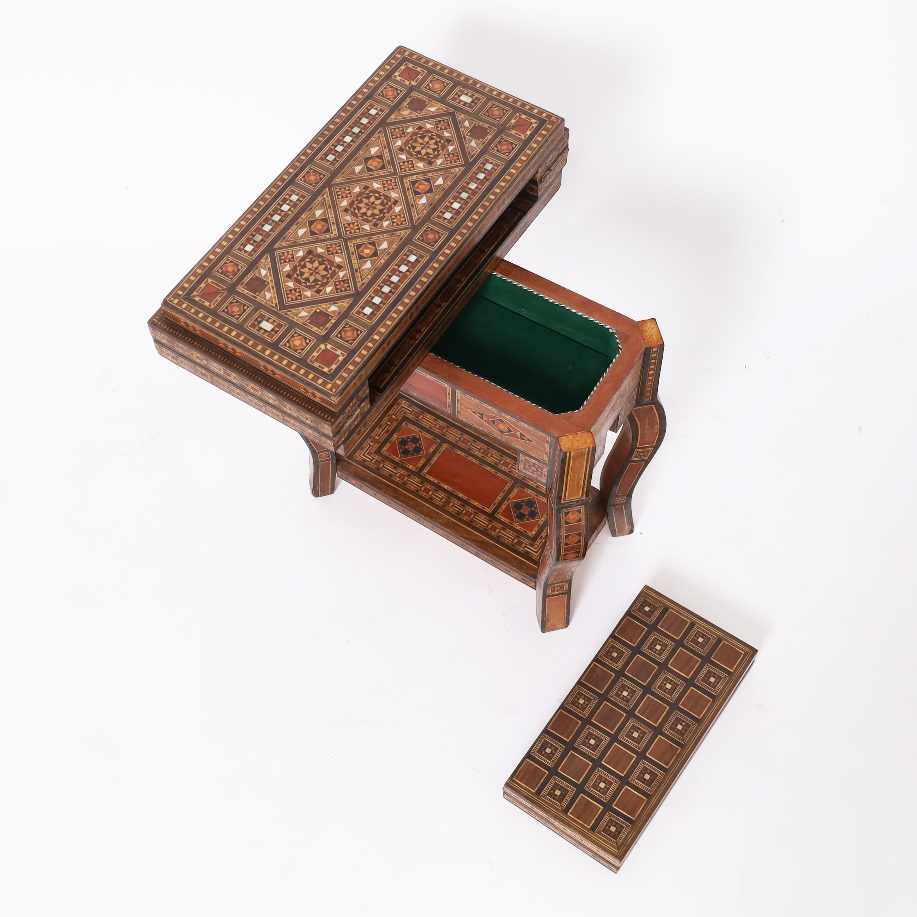 Diminutive Table Top  Antique Inlaid Moroccan Games Table For Sale 3