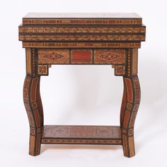 Diminutive Table Top  Antique Inlaid Moroccan Games Table