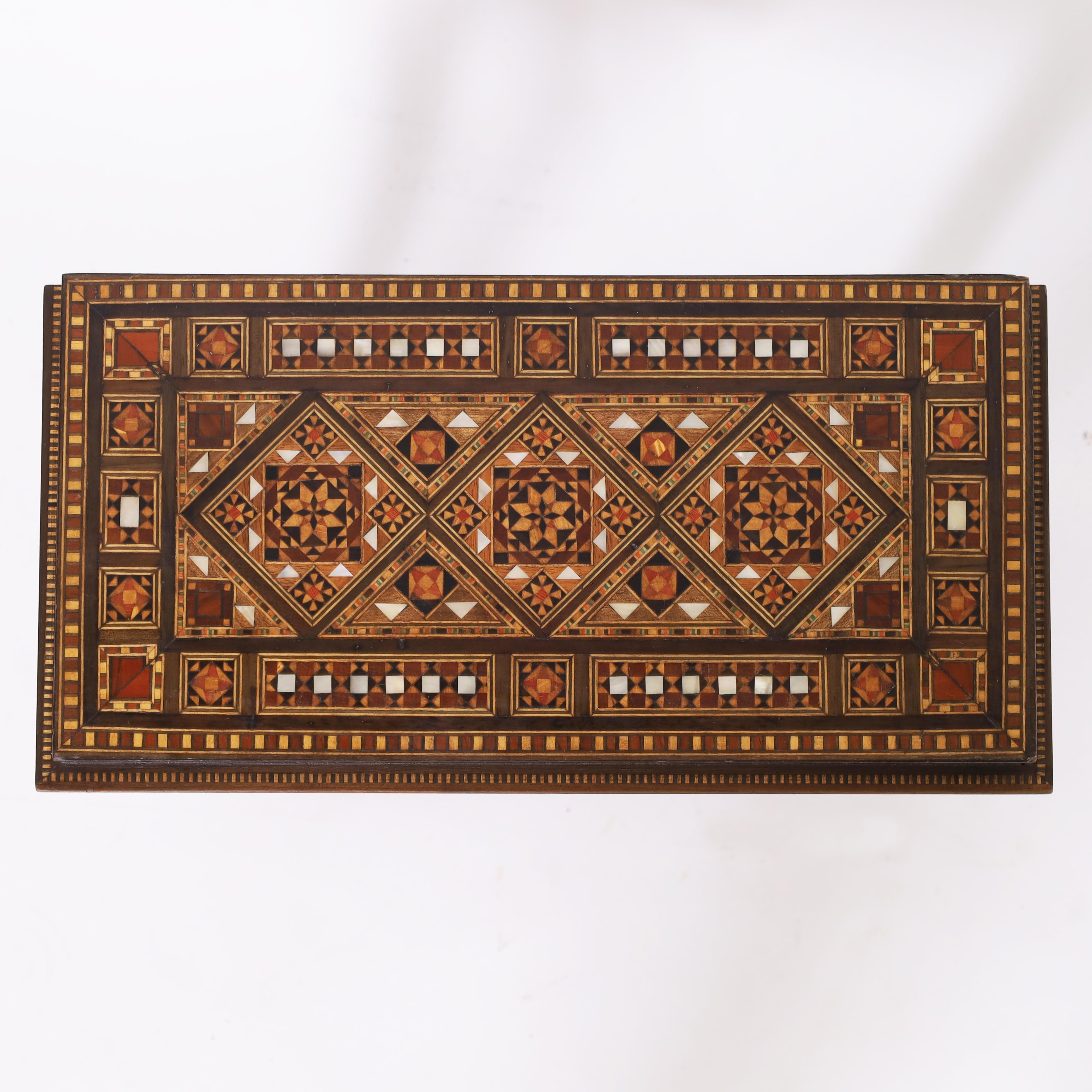 Inlay Diminutive Table Top  Antique Inlaid Moroccan Games Table For Sale