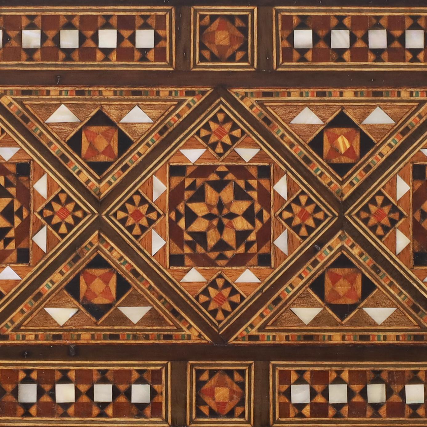 Diminutive Table Top  Antique Inlaid Moroccan Games Table In Good Condition For Sale In Palm Beach, FL