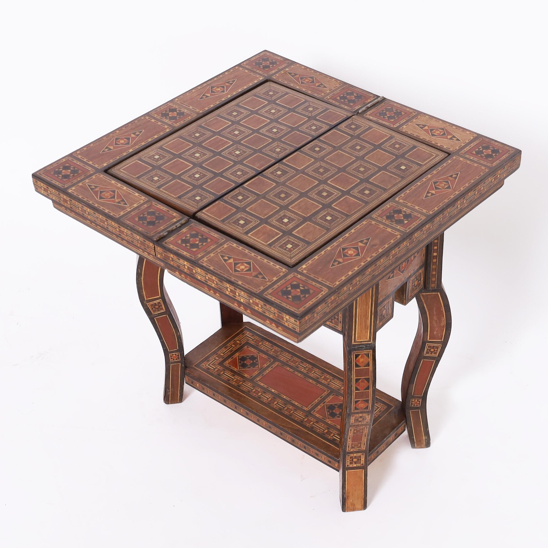 20th Century Diminutive Table Top  Antique Inlaid Moroccan Games Table For Sale