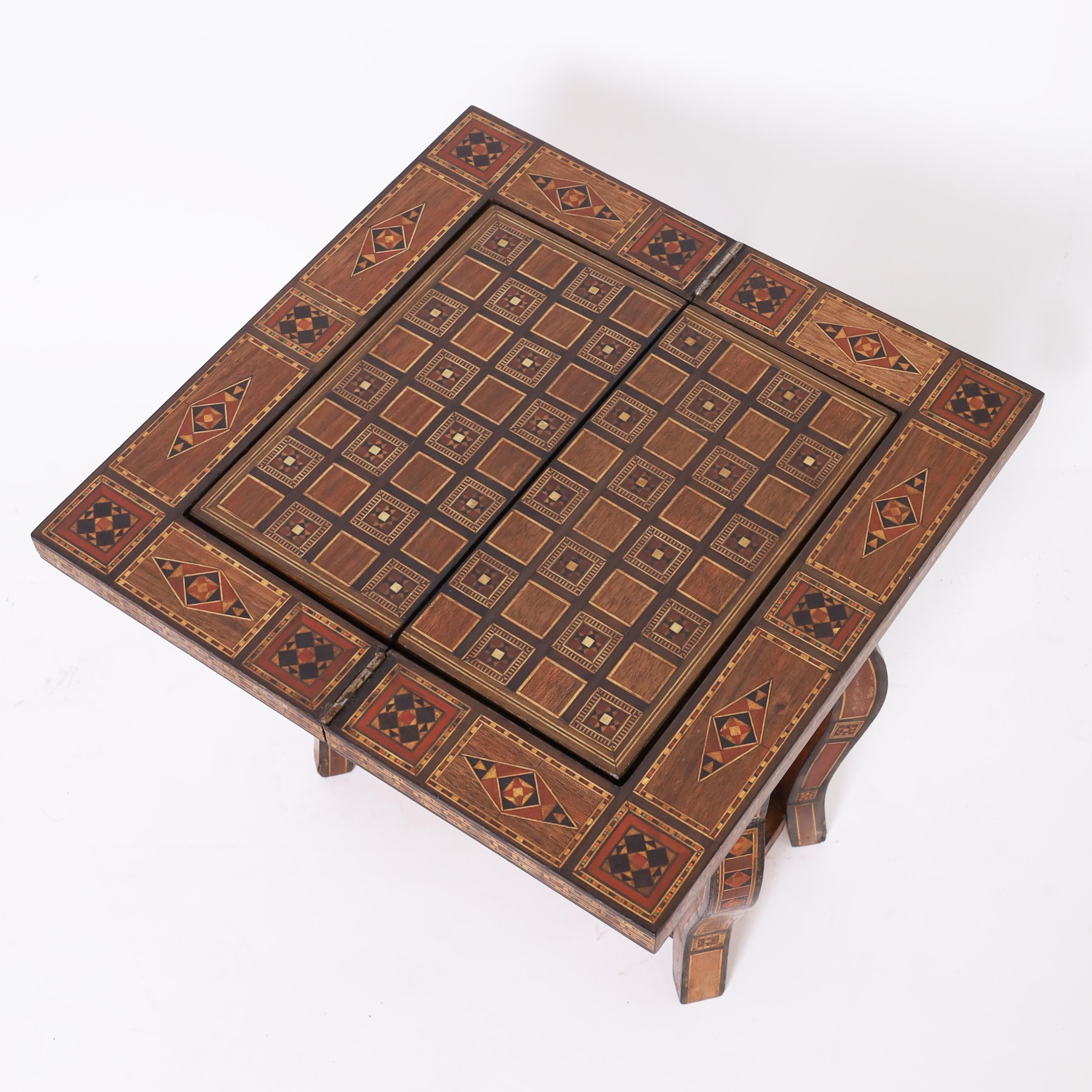Diminutive Table Top  Antique Inlaid Moroccan Games Table For Sale 1