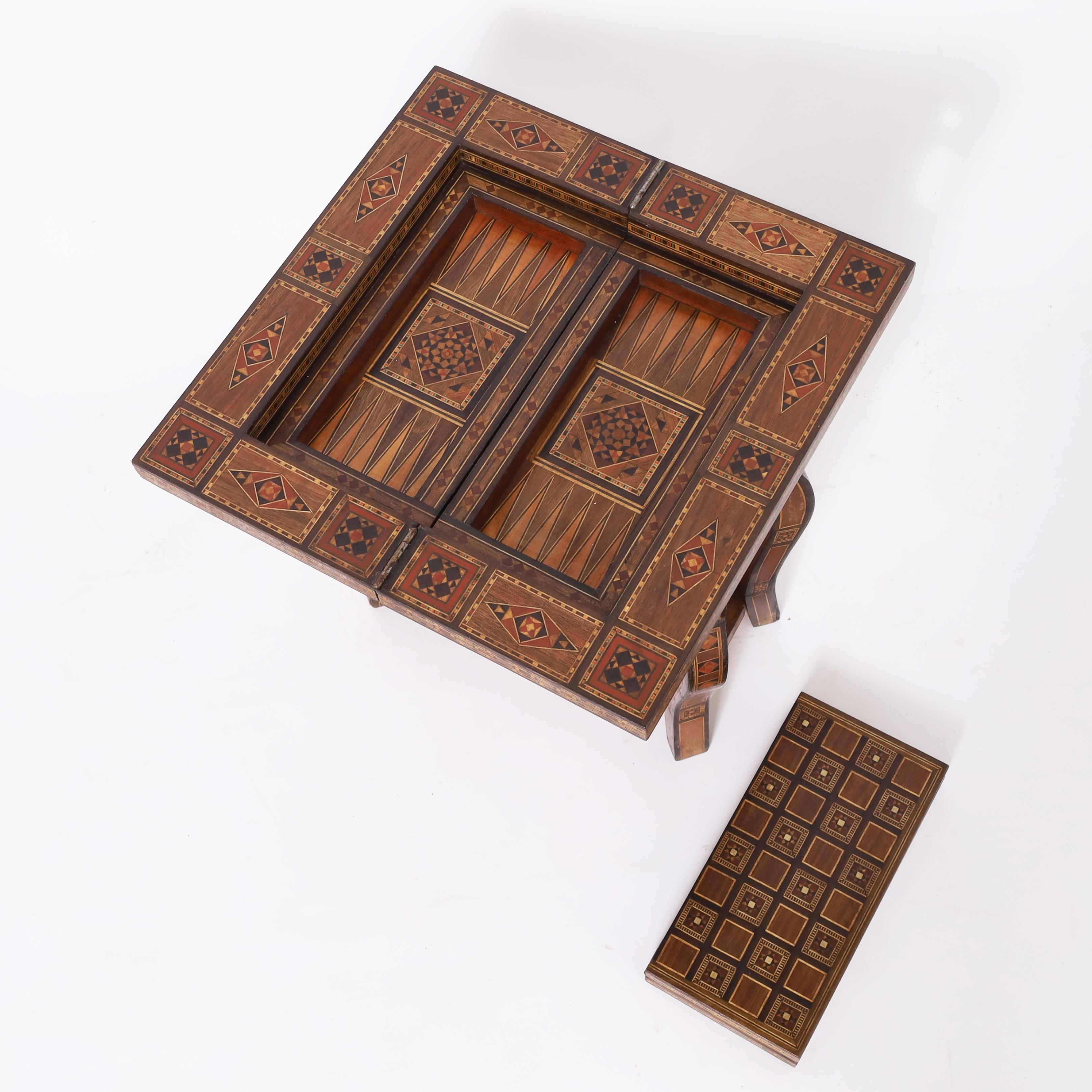 Diminutive Table Top  Antique Inlaid Moroccan Games Table For Sale 2