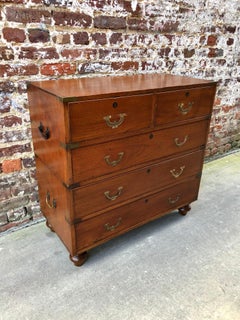 Diminutive Teak Campaign Chest with Outstanding Recessed Brass Pulls c.1890