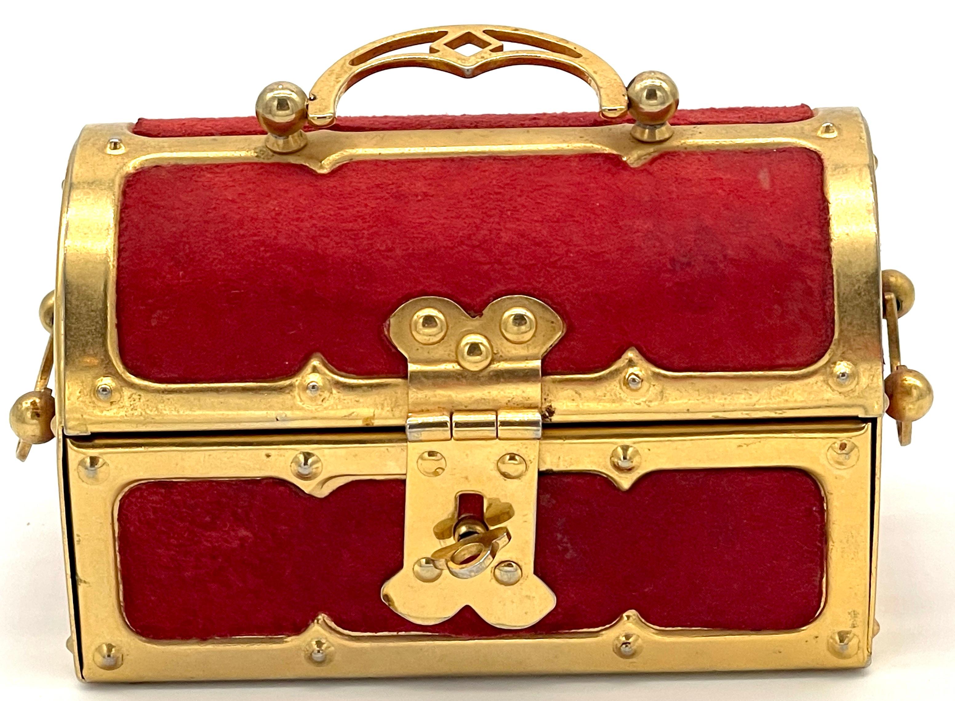 Diminutive Viennese Secessionist Brass & Velvet Box For Sale 6