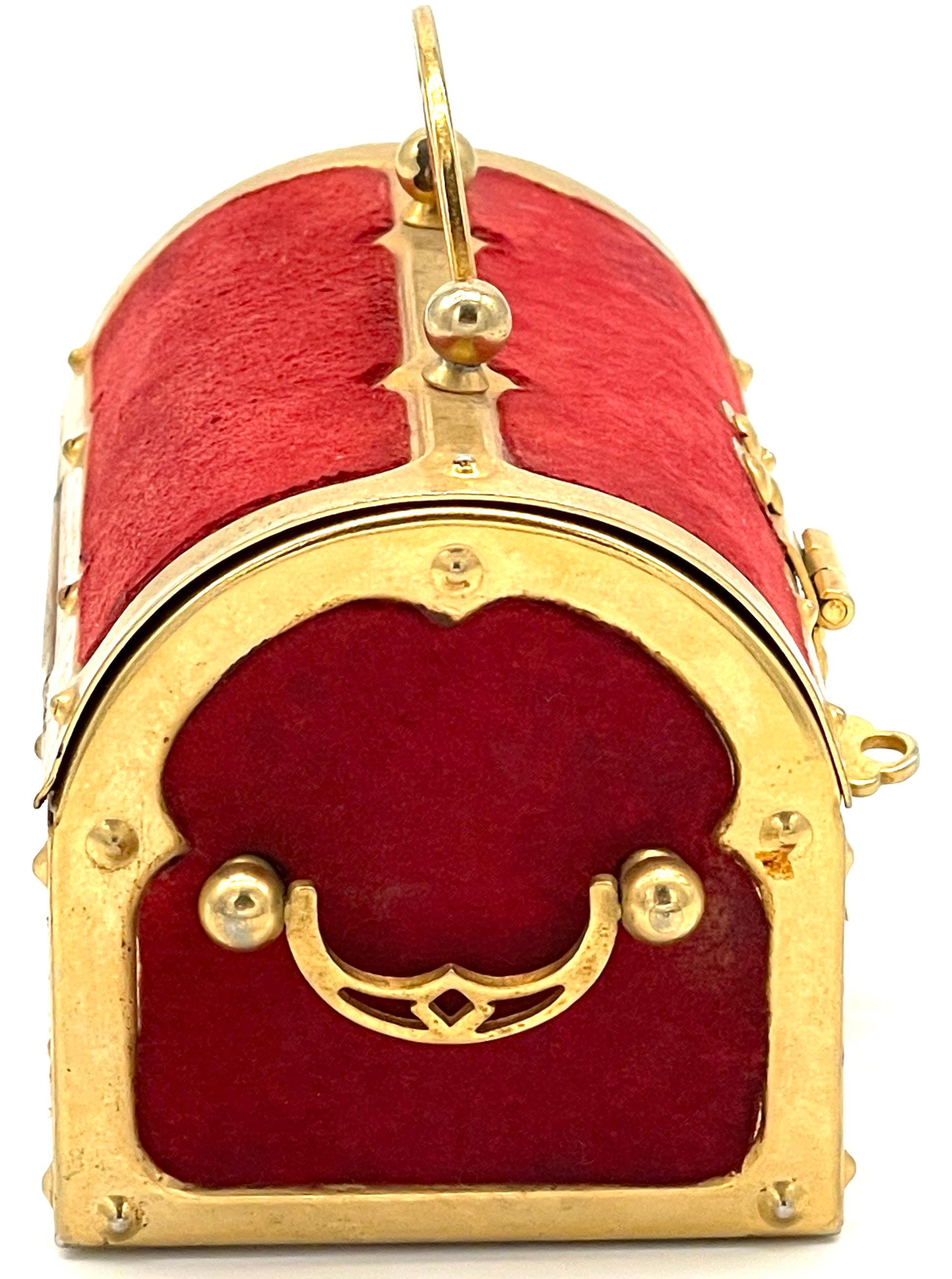 Diminutive Viennese Secessionist Brass & Velvet Box For Sale 9
