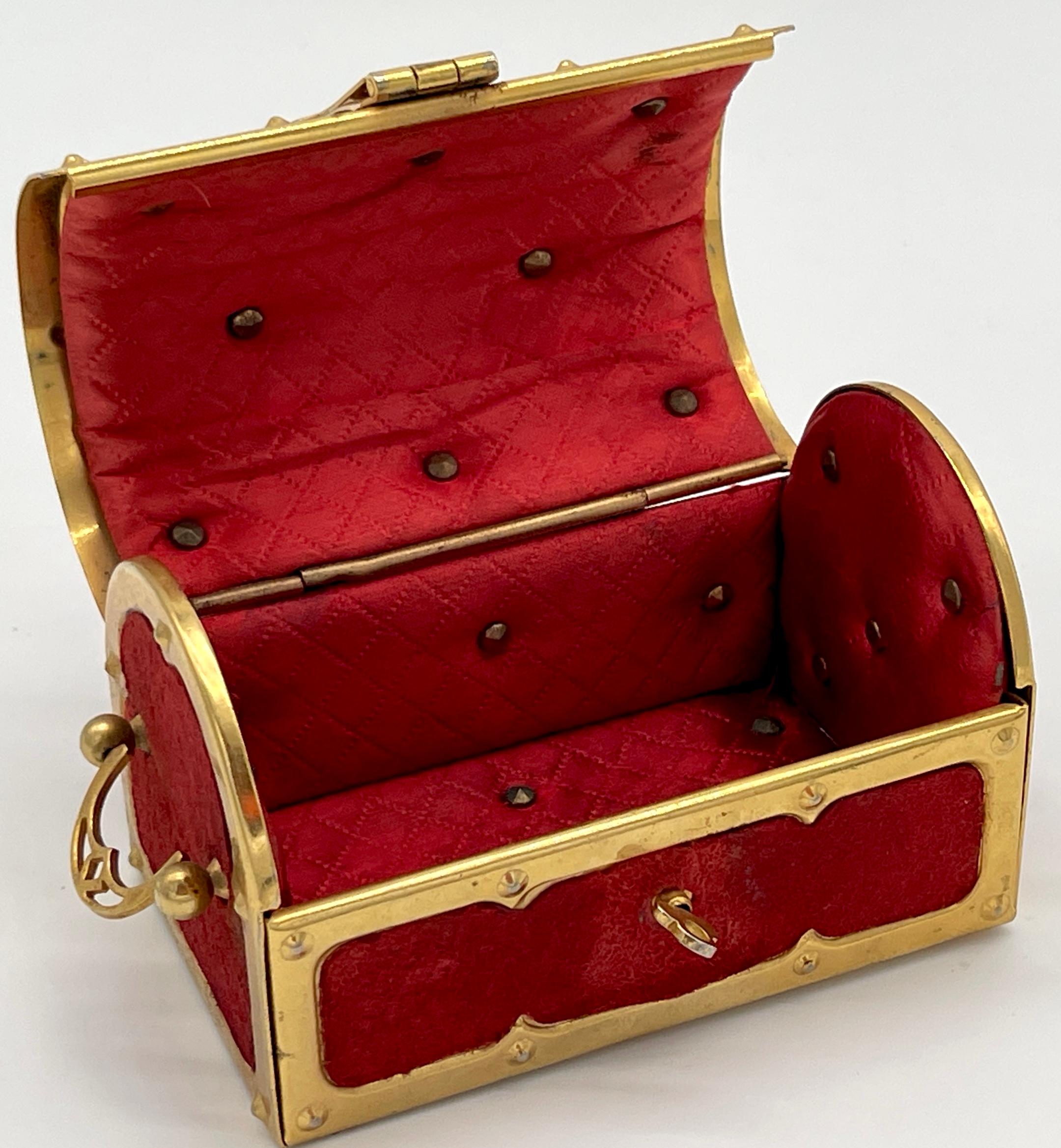 Vienna Secession Diminutive Viennese Secessionist Brass & Velvet Box For Sale