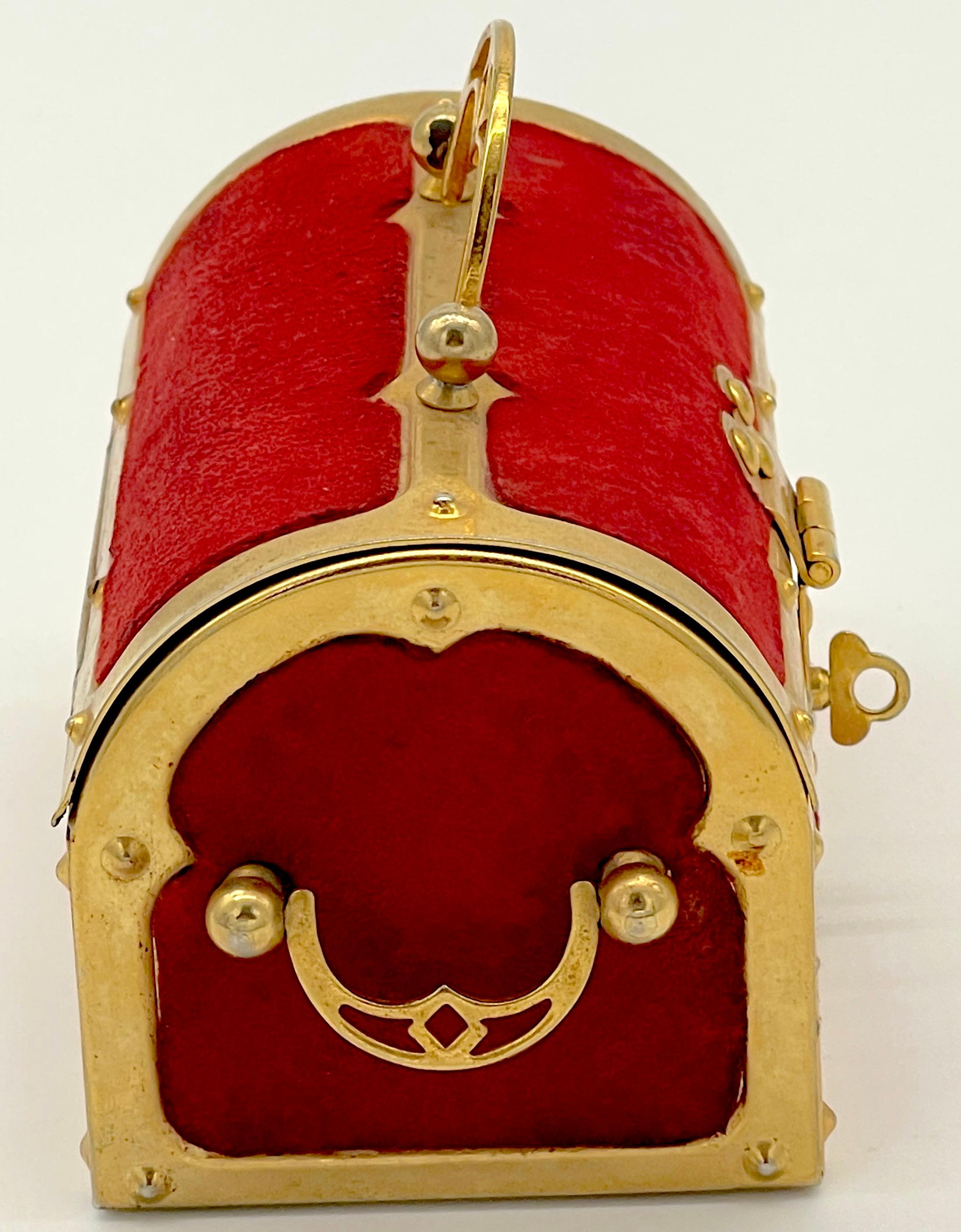 Austrian Diminutive Viennese Secessionist Brass & Velvet Box For Sale