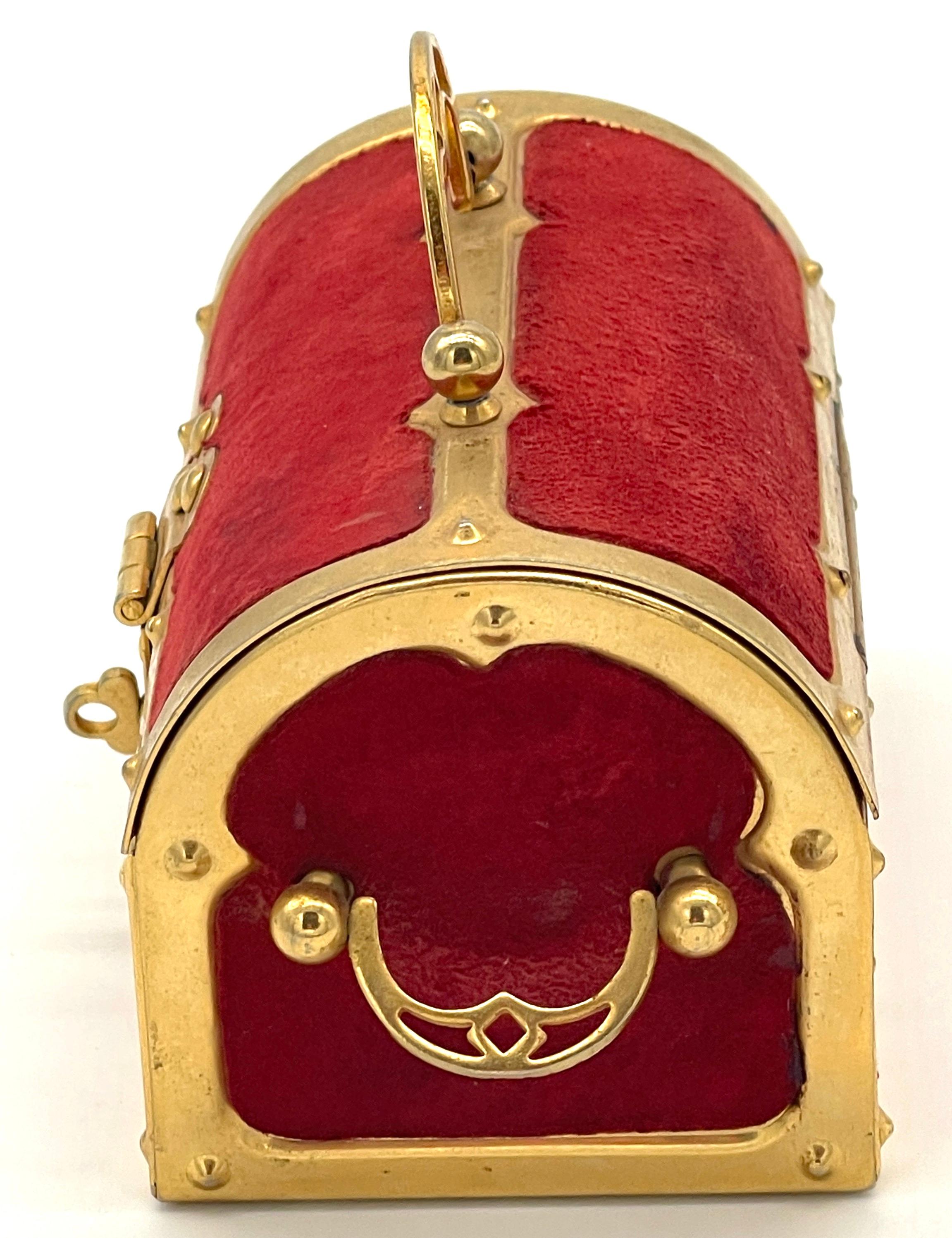 20th Century Diminutive Viennese Secessionist Brass & Velvet Box For Sale