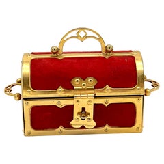 Antique Diminutive Viennese Secessionist Brass & Velvet Box