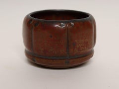 Diminutif Vintage Rouge Variegated Incised Stoneware Vessel by Deanna Nichols