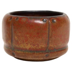 Diminutif Vintage Rouge Variegated Incised Stoneware Vessel by Deanna Nichols