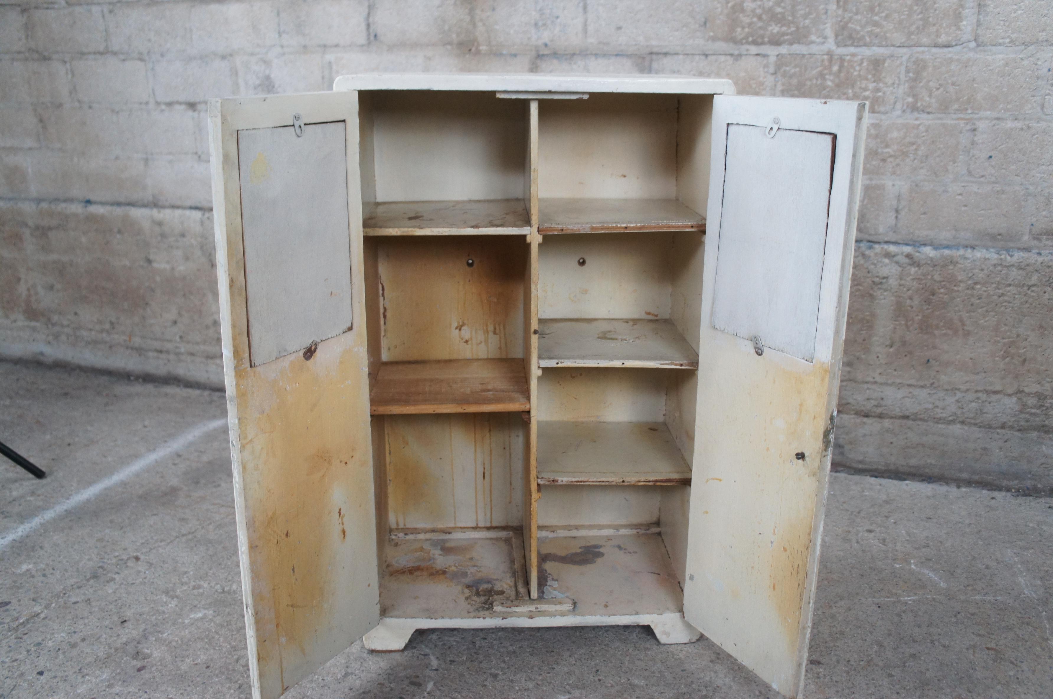 Diminutive Vintage White Painted Country Cupboard Small Cabinet Apothecary Chic For Sale 6