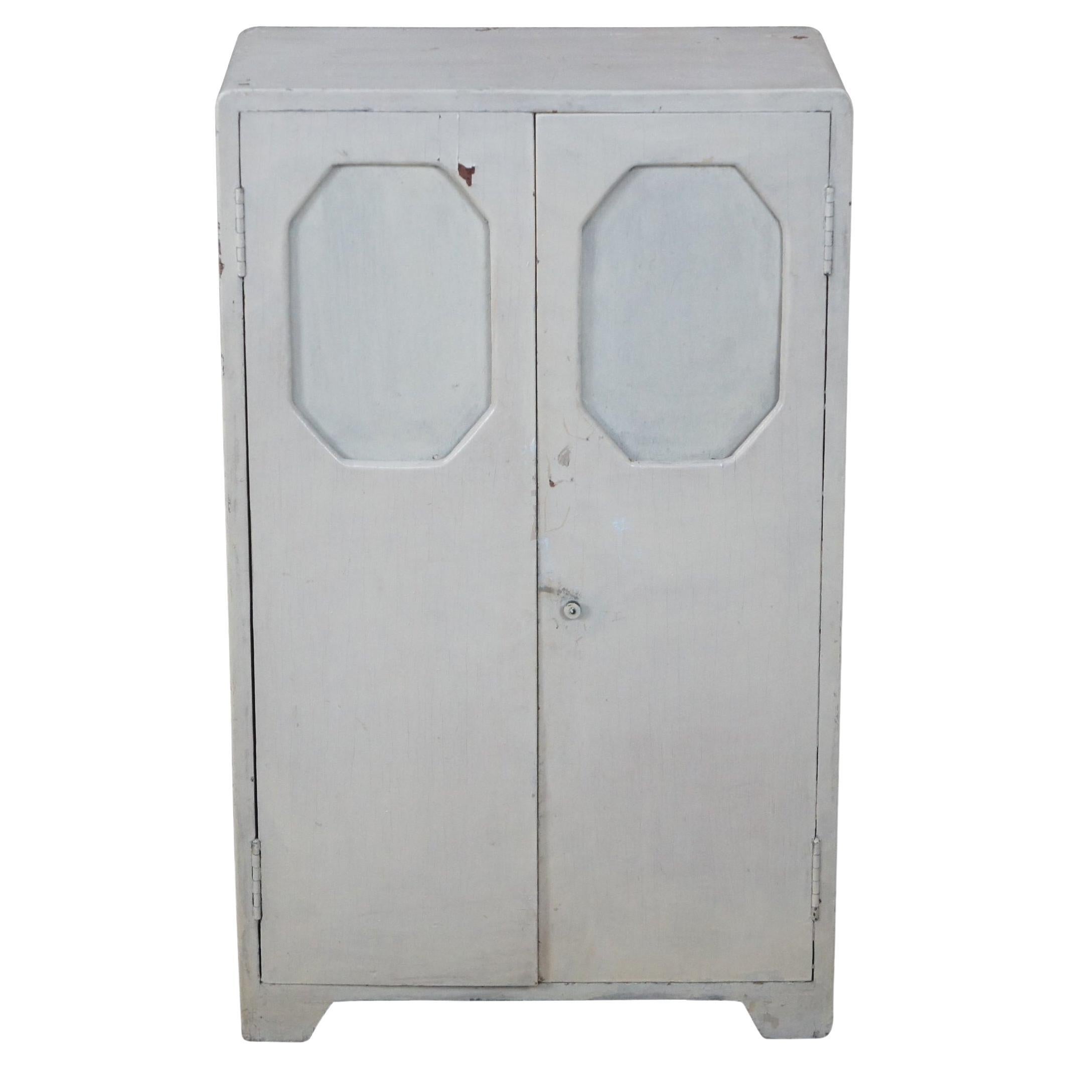 Diminutive Vintage White Painted Country Cupboard Small Cabinet Apothecary Chic For Sale