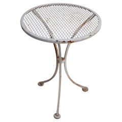 Diminutive Wrought Iron Garden Patio Poolside Table att. to Woodard c. 1970
s Diminutive Wrought Iron Garden Patio Poolside Table att. to Woodard c. 1970
s