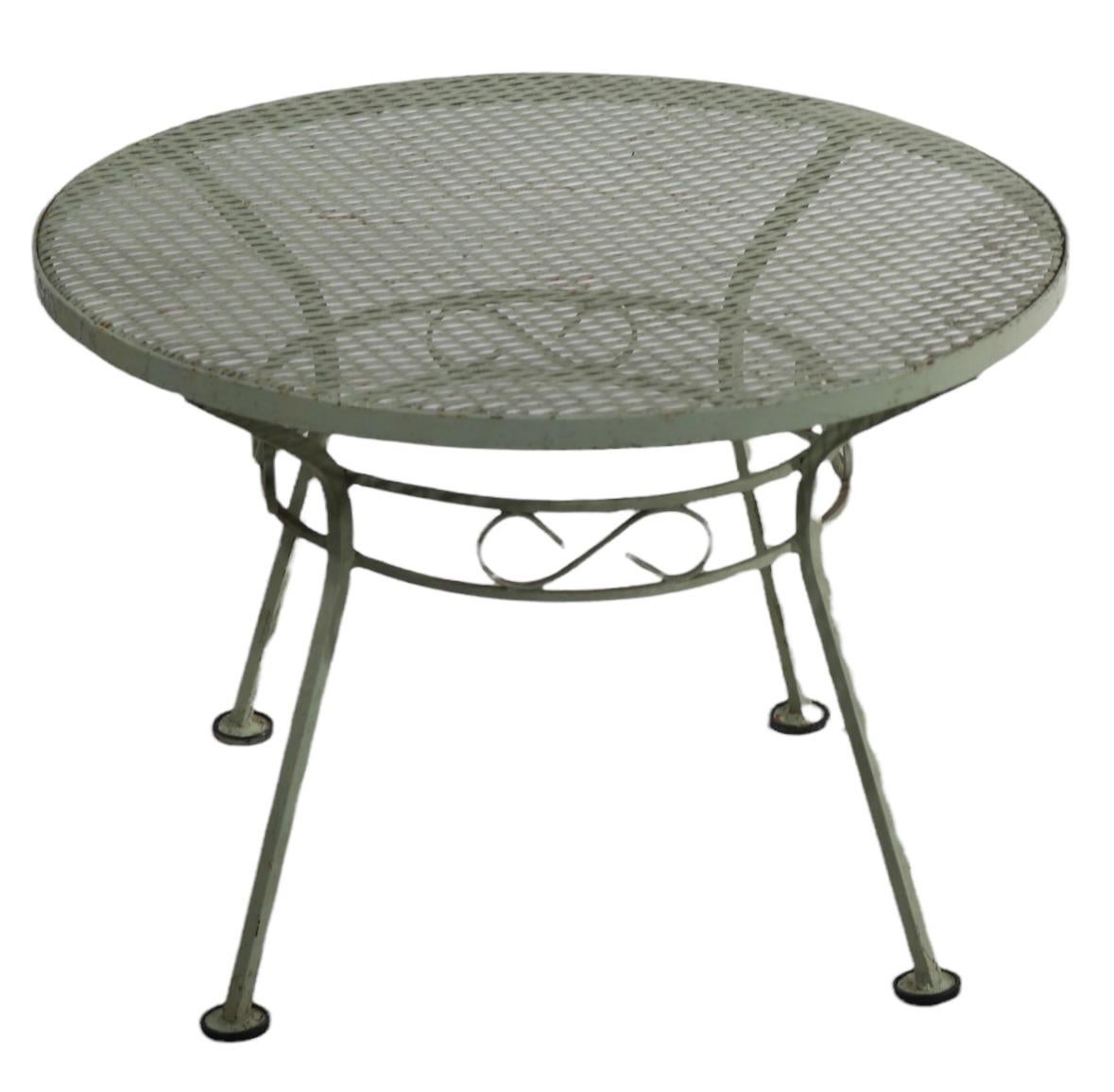 20th Century Diminutive Wrought Iron Garden Patio Poolside Table by Salterini