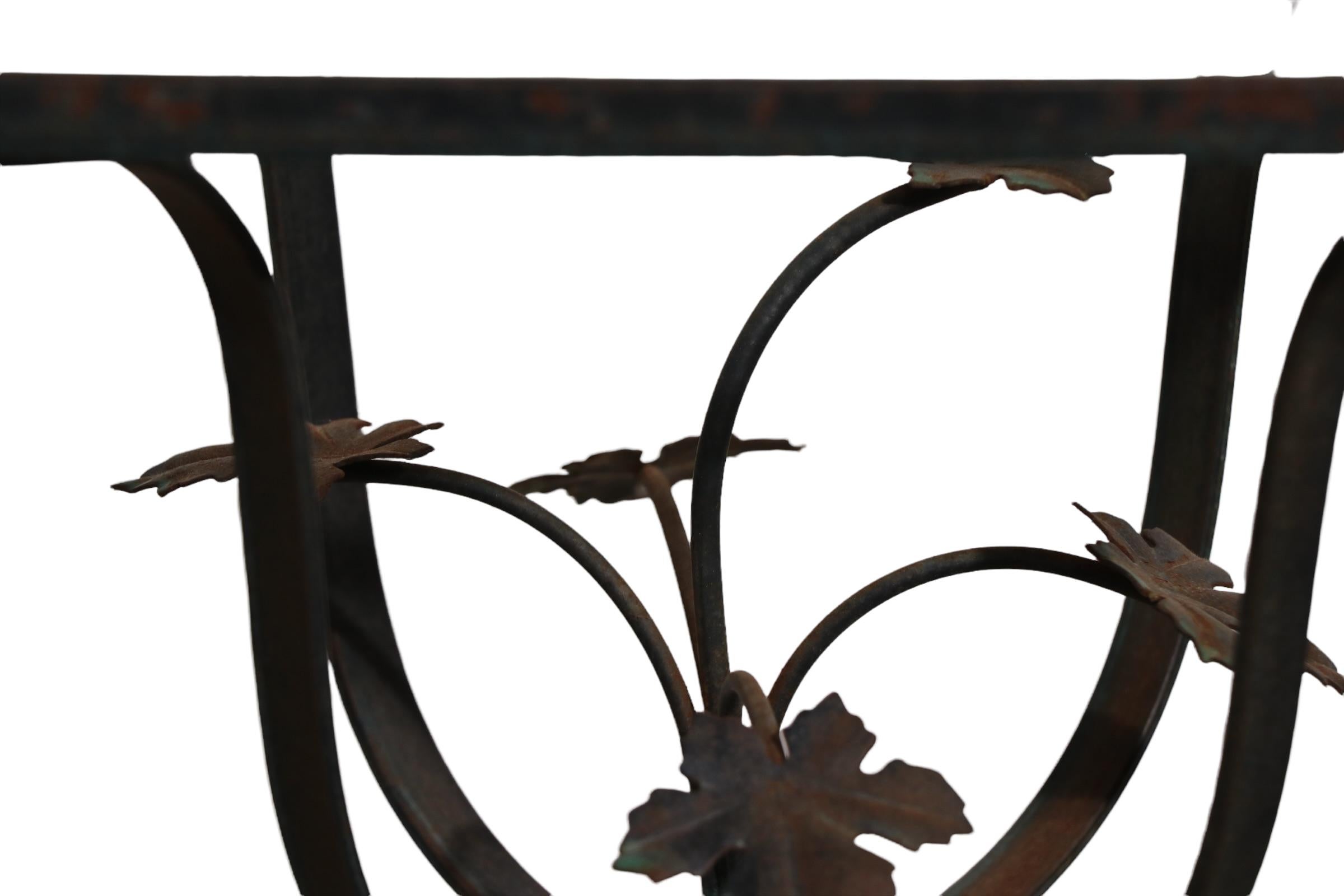 Diminutive Wrought Iron Patio, Garden Side Table with Floral Detail 2