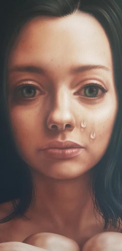 Tears for Life - Oil Acrylic Figurative Painting Colors Black Ivory White Brown