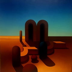 Composition - Modern Art Cubism Oil Painting Colours Blue Brown Orange Black