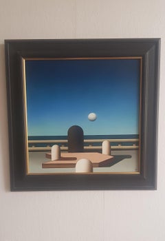 Moderne Kunst Kubismus Ölgemälde Farben Blau Braun Weiß Schwarz