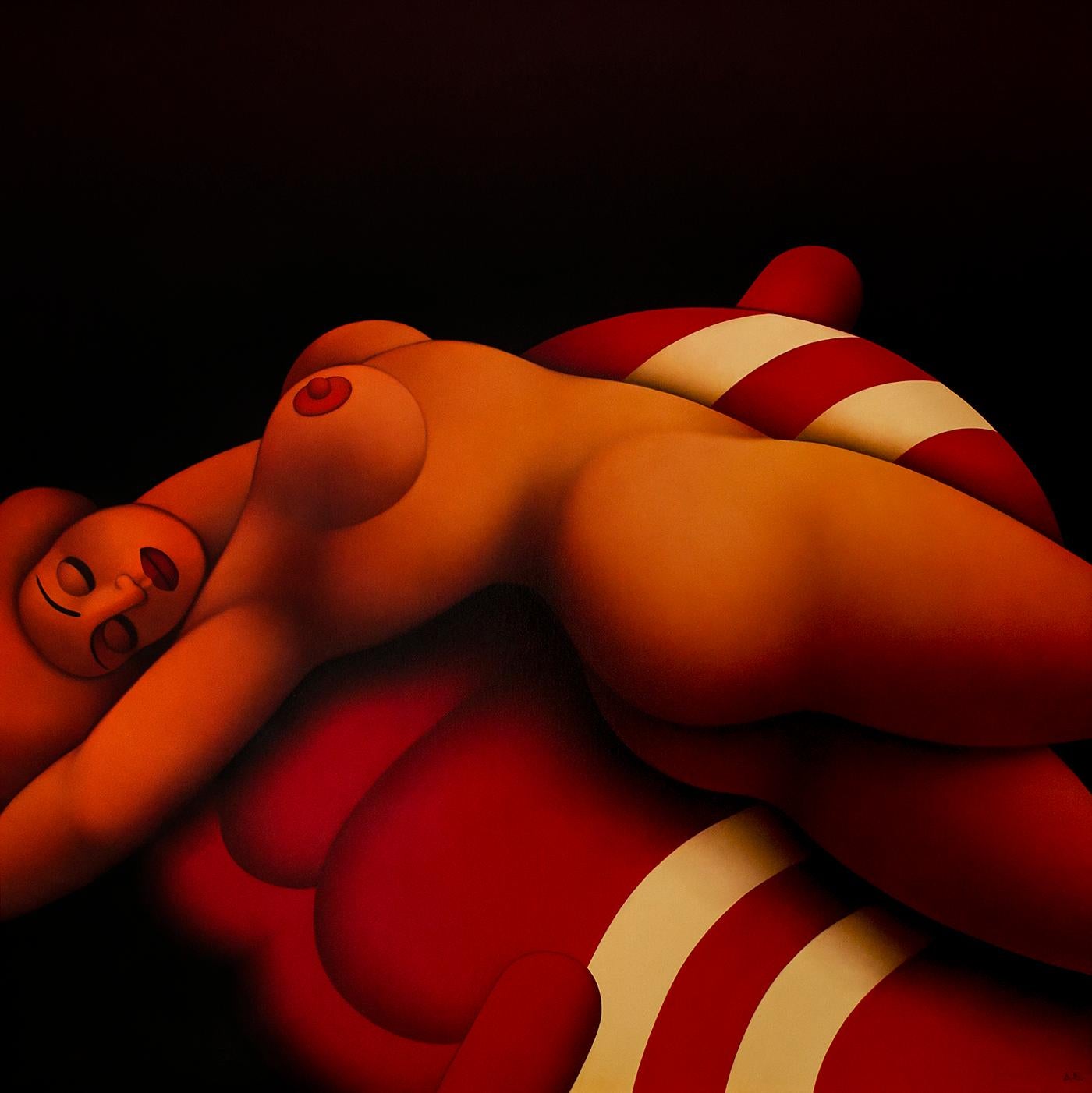 Nude Body II Print Canvas Colors Red Brown Black Orange Yellow