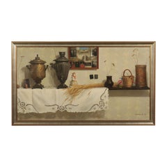 Retro Trompe L'Oeil, Oil On Canvas Contemporary 1993