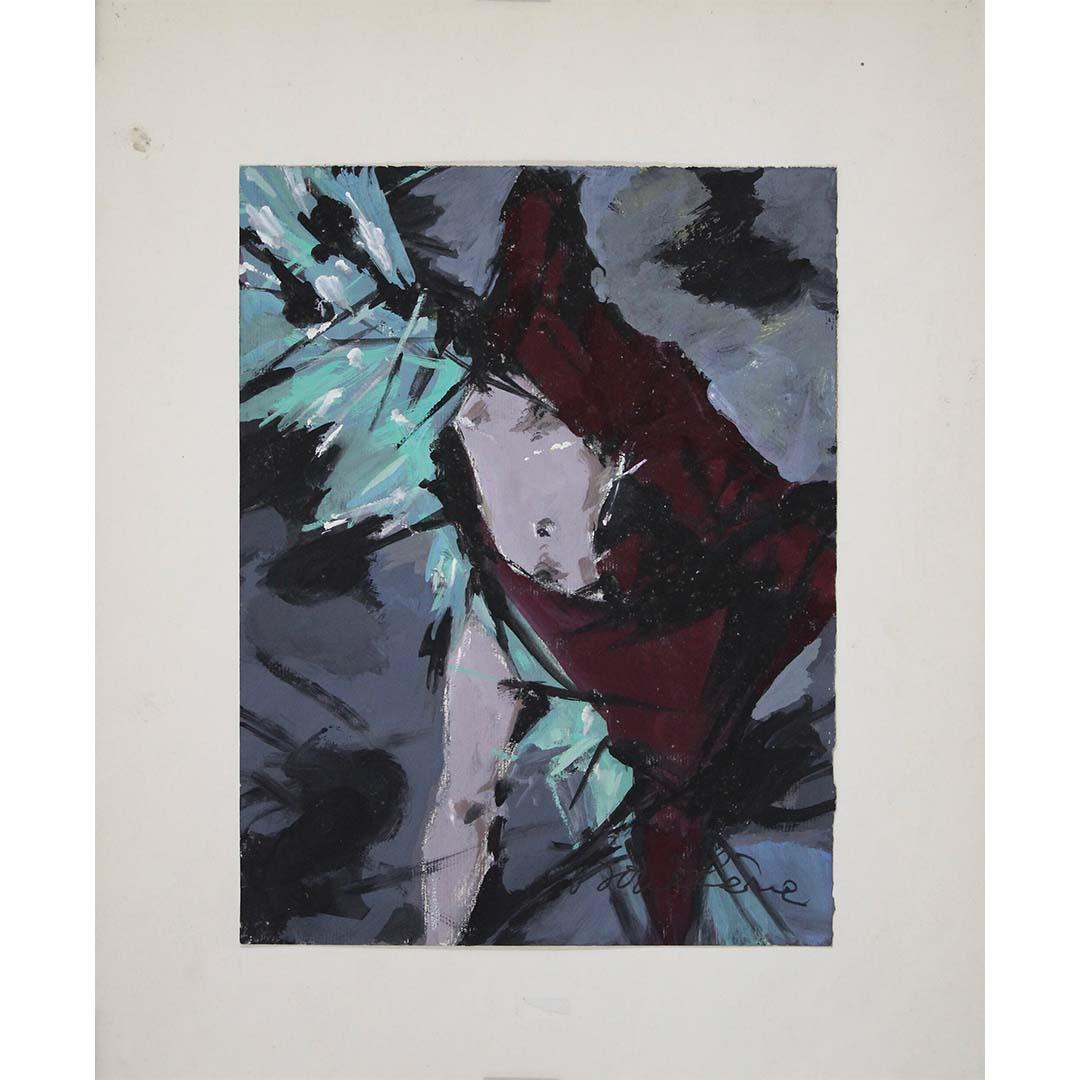 Dimitri BOUCHENE (1893-1993). Print - Circa 1950 Abstract Gouache Composition by Dimitri Bouchène