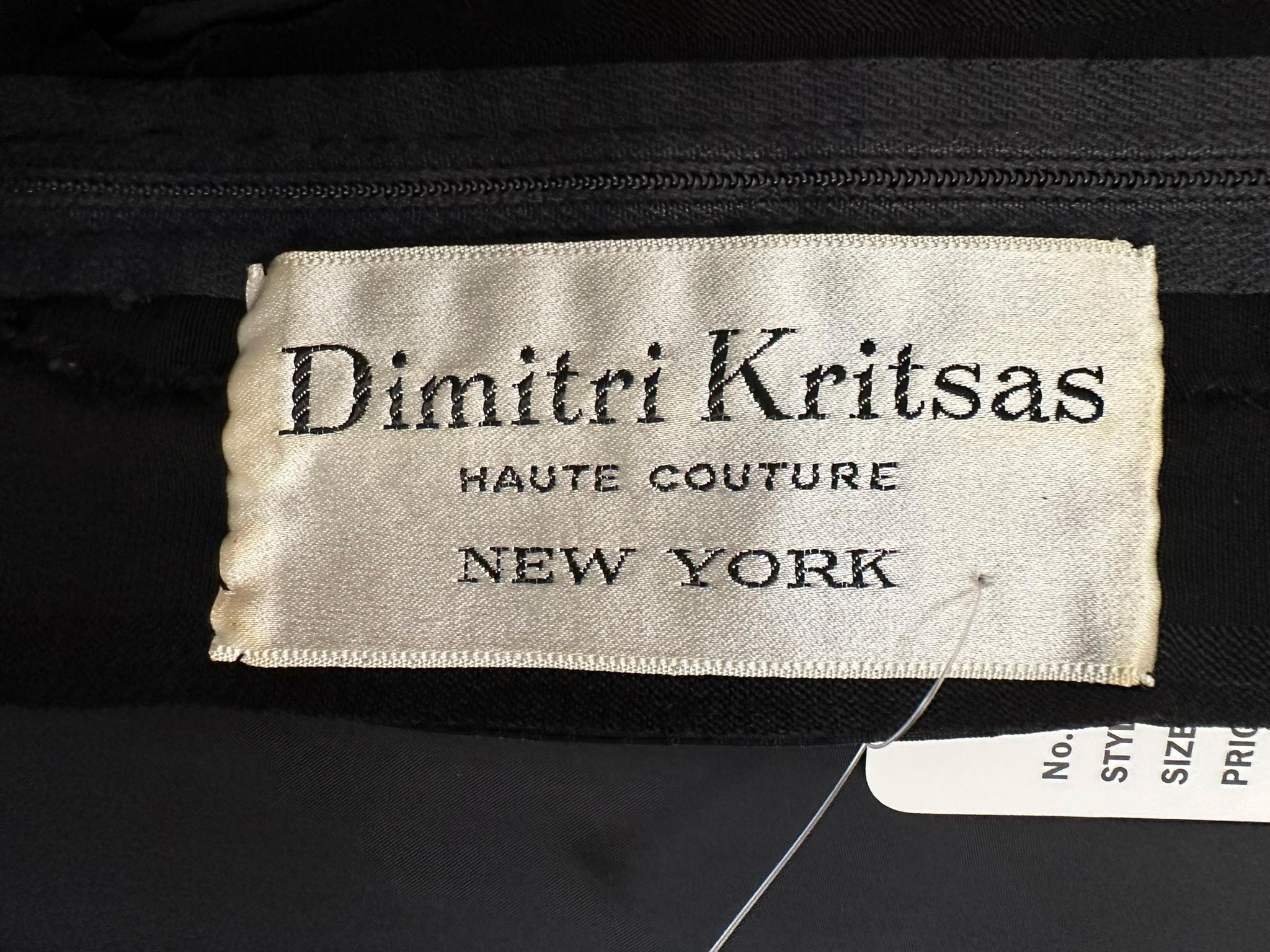 Dimitri Kritsas Haute Couture New York 1960s-70 Black Bead & Fringe Evening Gown For Sale 11