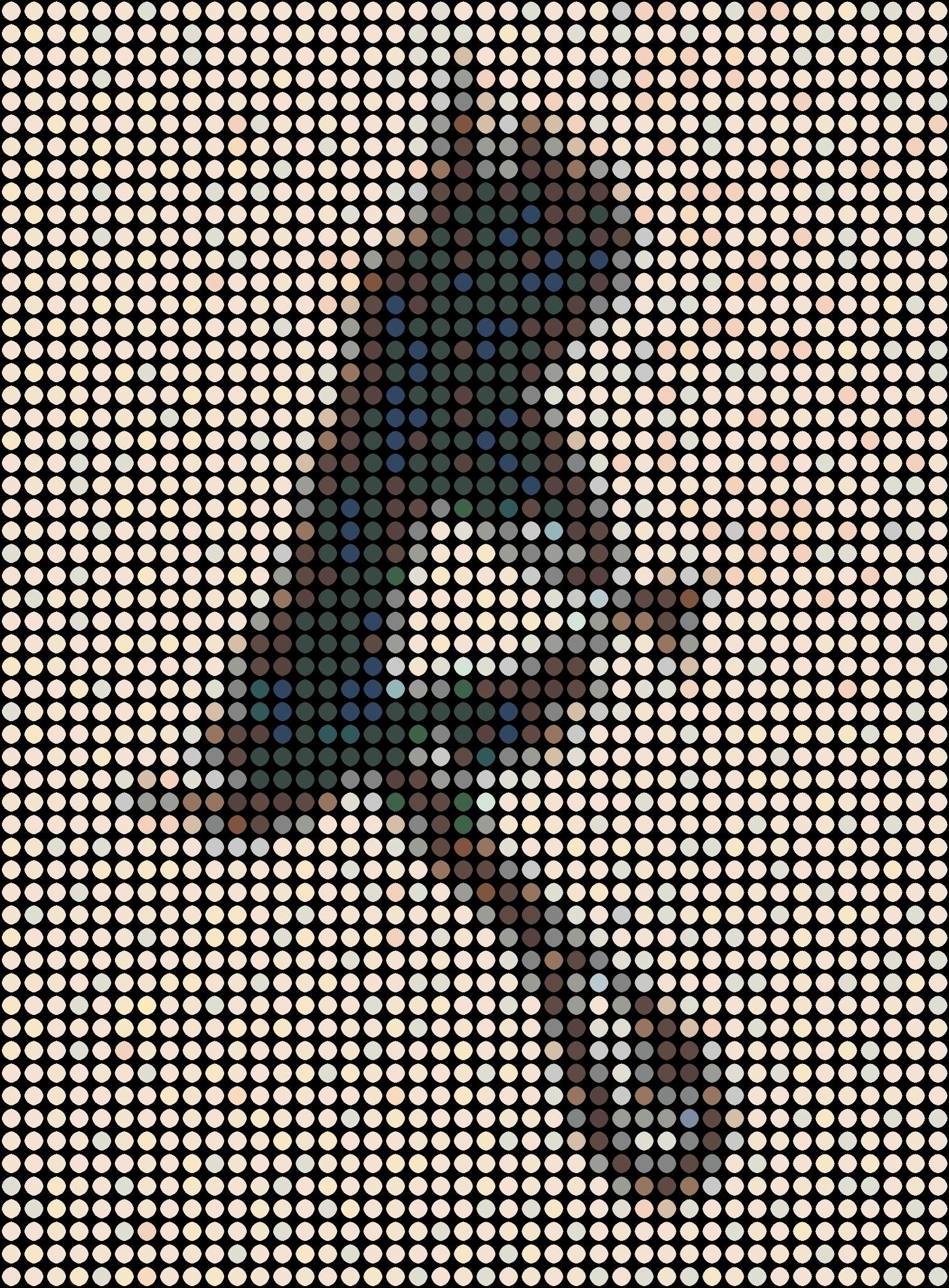 Series: Pop
Oil Enamel Paint on Canvas

I consider each colored dot to be like a person. You and me and everyone. Together we all make up that image shown. You will notice that in my work all the dots are spread out evenly in a grid. The grid stands