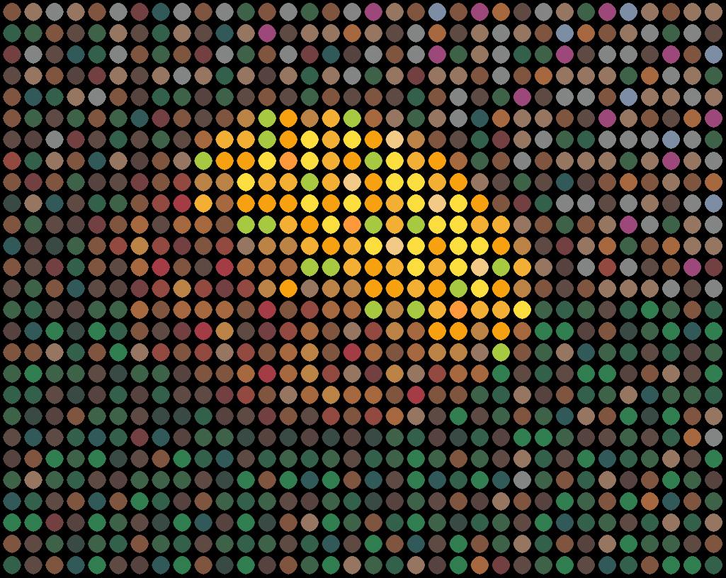 Series: Pop
Oil Enamel Paint on Canvas

I consider each colored dot to be like a person. You and me and everyone. Together we all make up that image shown. You will notice that in my work all the dots are spread out evenly in a grid. The grid stands