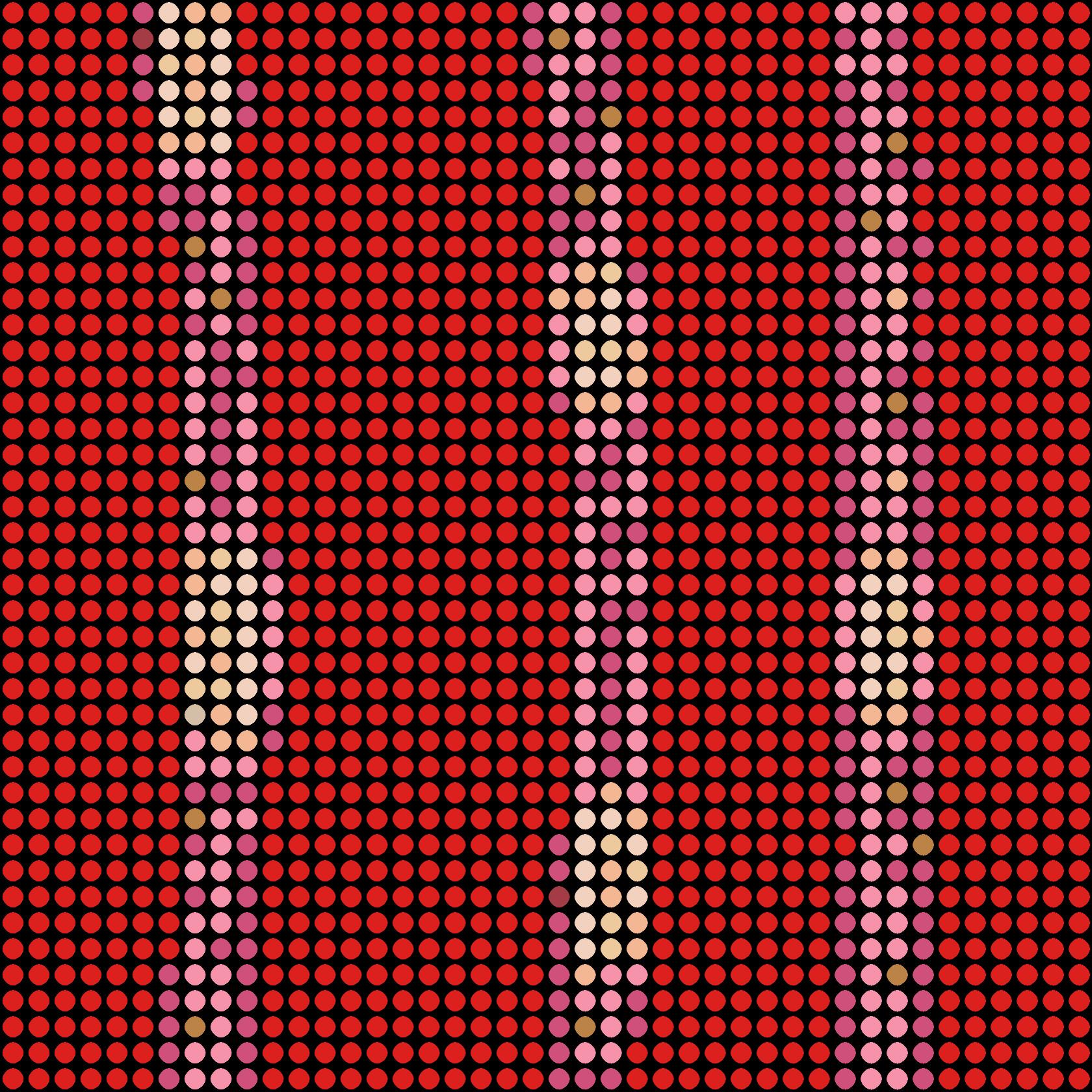 Series: Abstract
Oil Enamel Paint on Canvas

I consider each colored dot to be like a person. You and me and everyone. Together we all make up that image shown. You will notice that in my work all the dots are spread out evenly in a grid. The grid