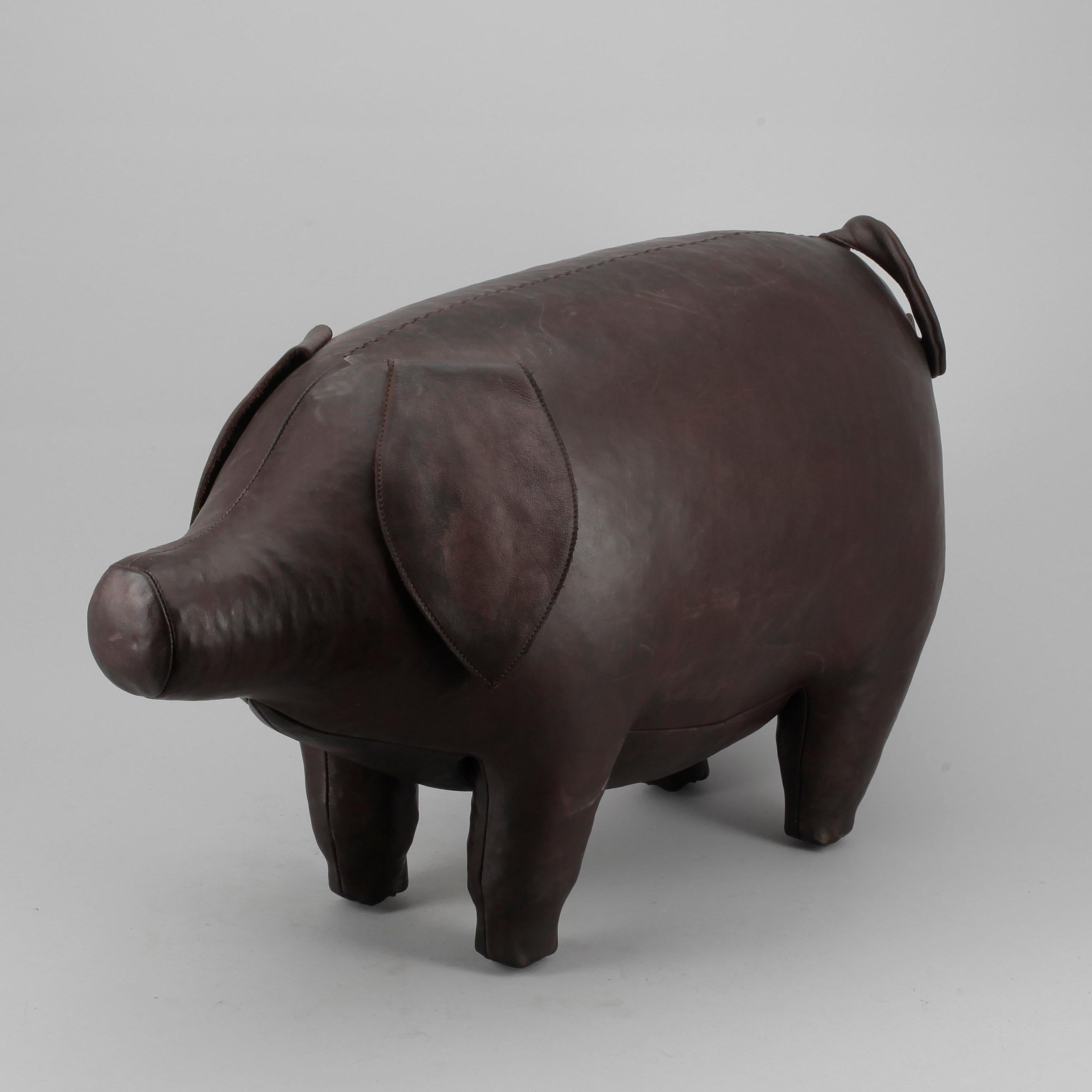 Modern Dimitri Omersa & Co Pig in Leather for Abercrombie, England, 1980 For Sale