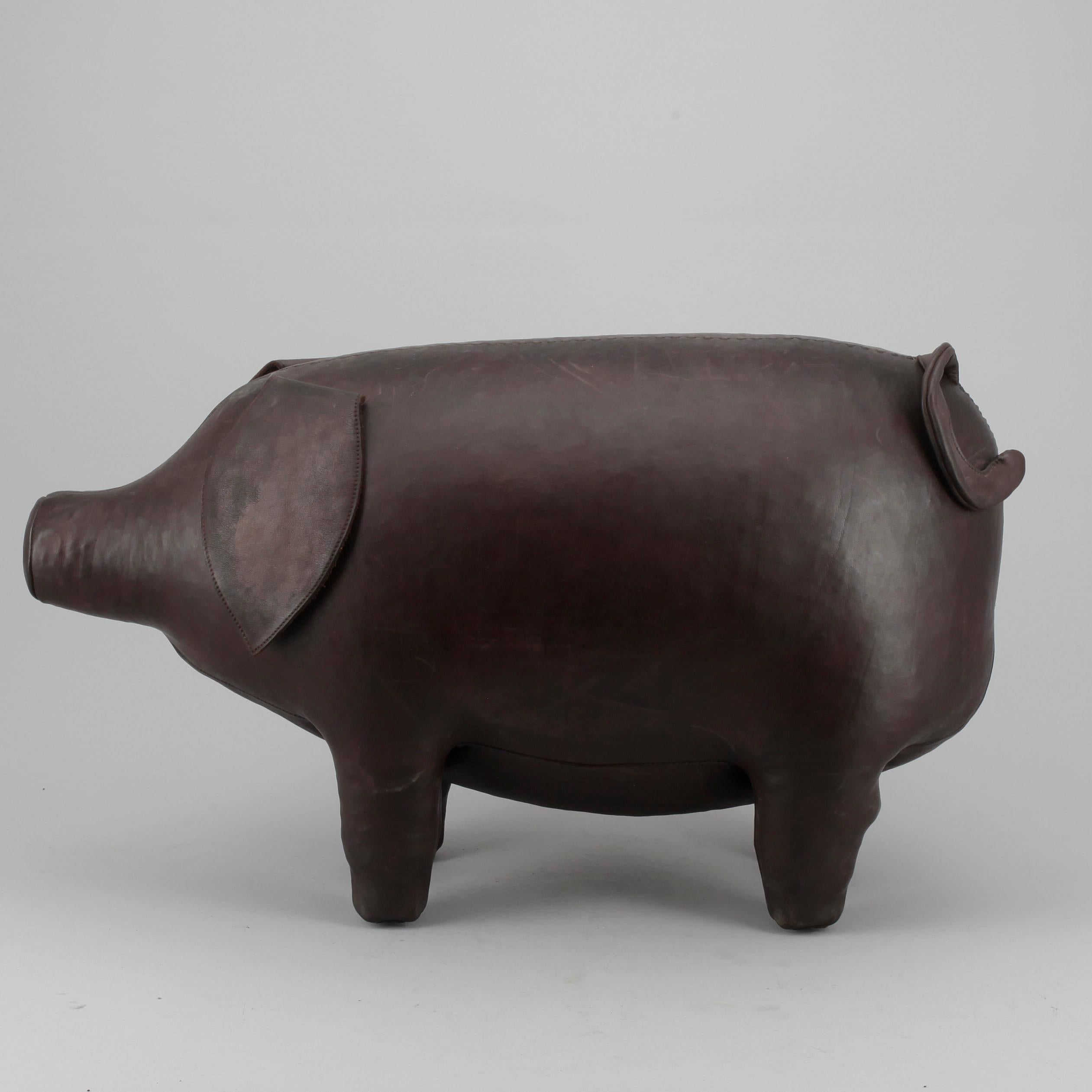 Dimitri Omersa & Co Pig in Leather for Abercrombie, England, 1980 In Good Condition For Sale In Paris, FR