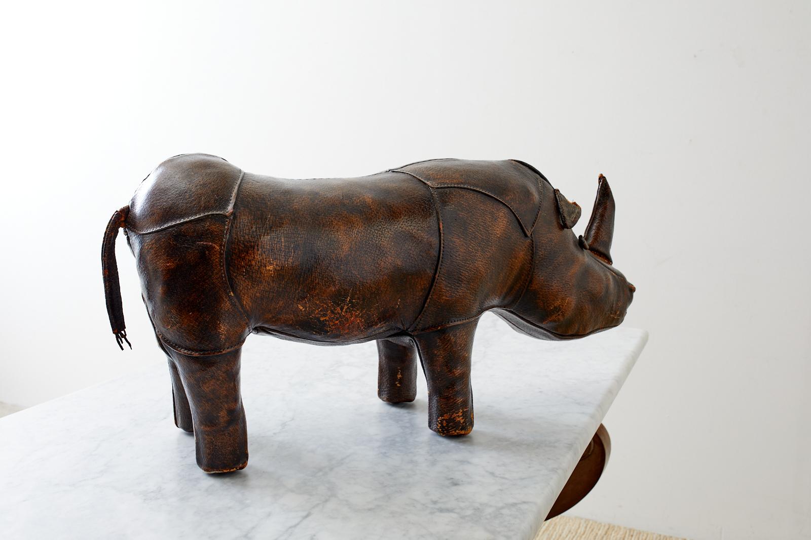 20th Century Dimitri Omersa for Abercrombie Leather Rhino Footstool