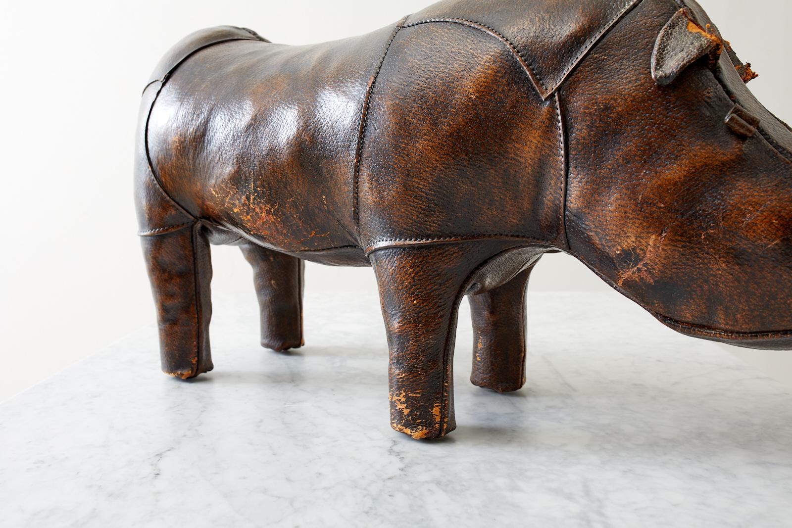 Hand-Crafted Dimitri Omersa for Abercrombie Leather Rhino Footstool