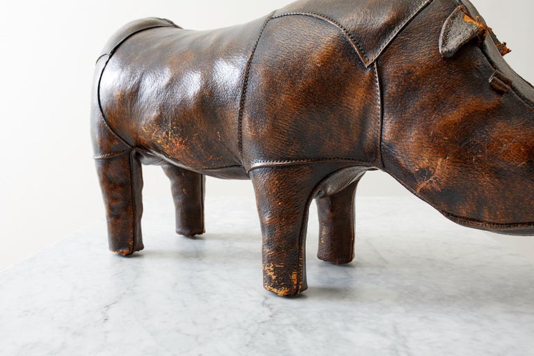 Dimitri Omersa for Abercrombie Leather Rhino Footstool at 1stDibs