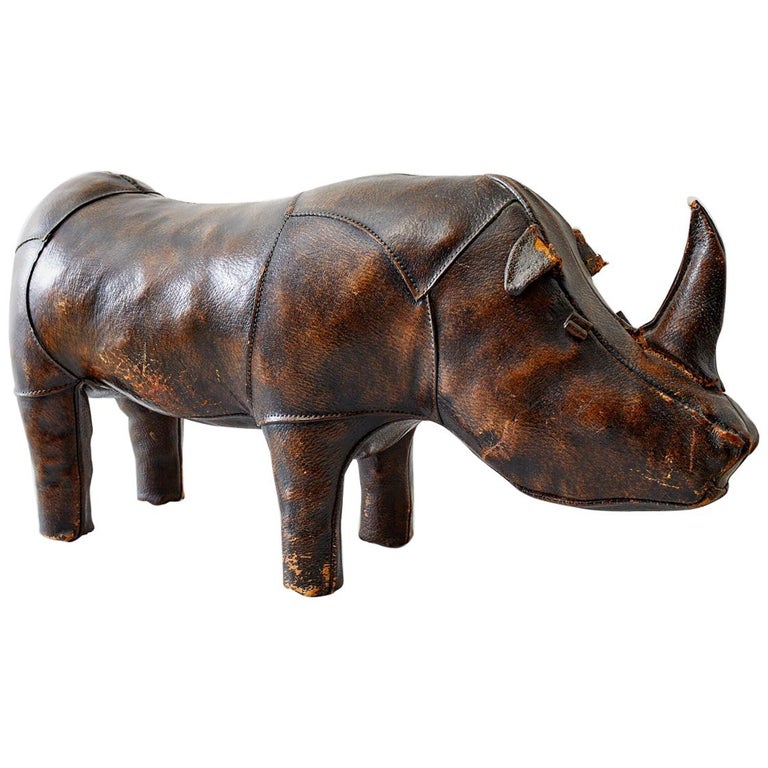 Dimitri Omersa for Abercrombie Leather Rhino Footstool at 1stDibs