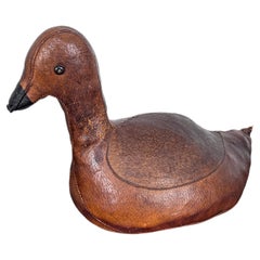 Dimitri Omersa Leather Duck Doorstop for Sarreid, Spain, Circa 1960s
