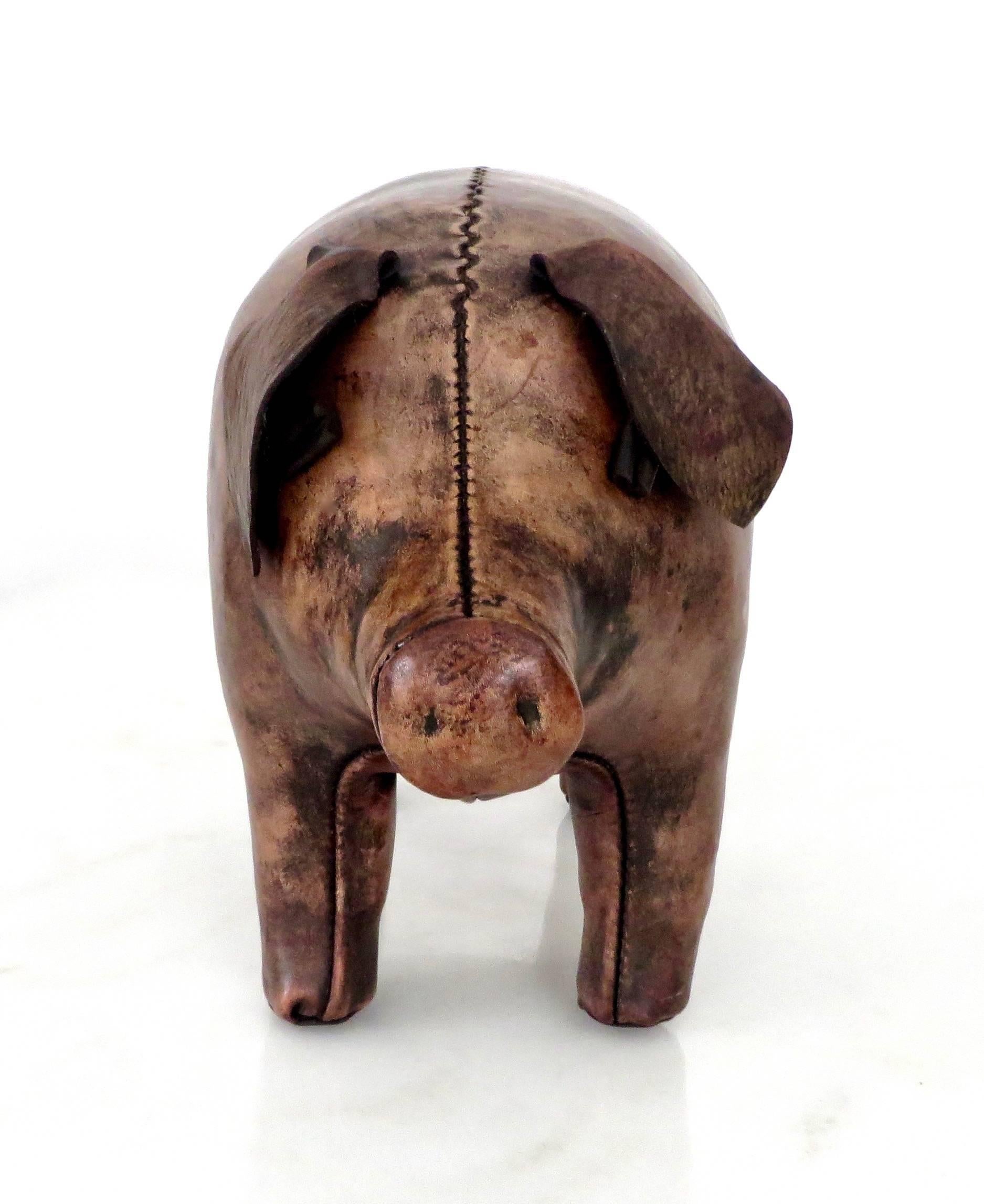 vintage leather pig footstool