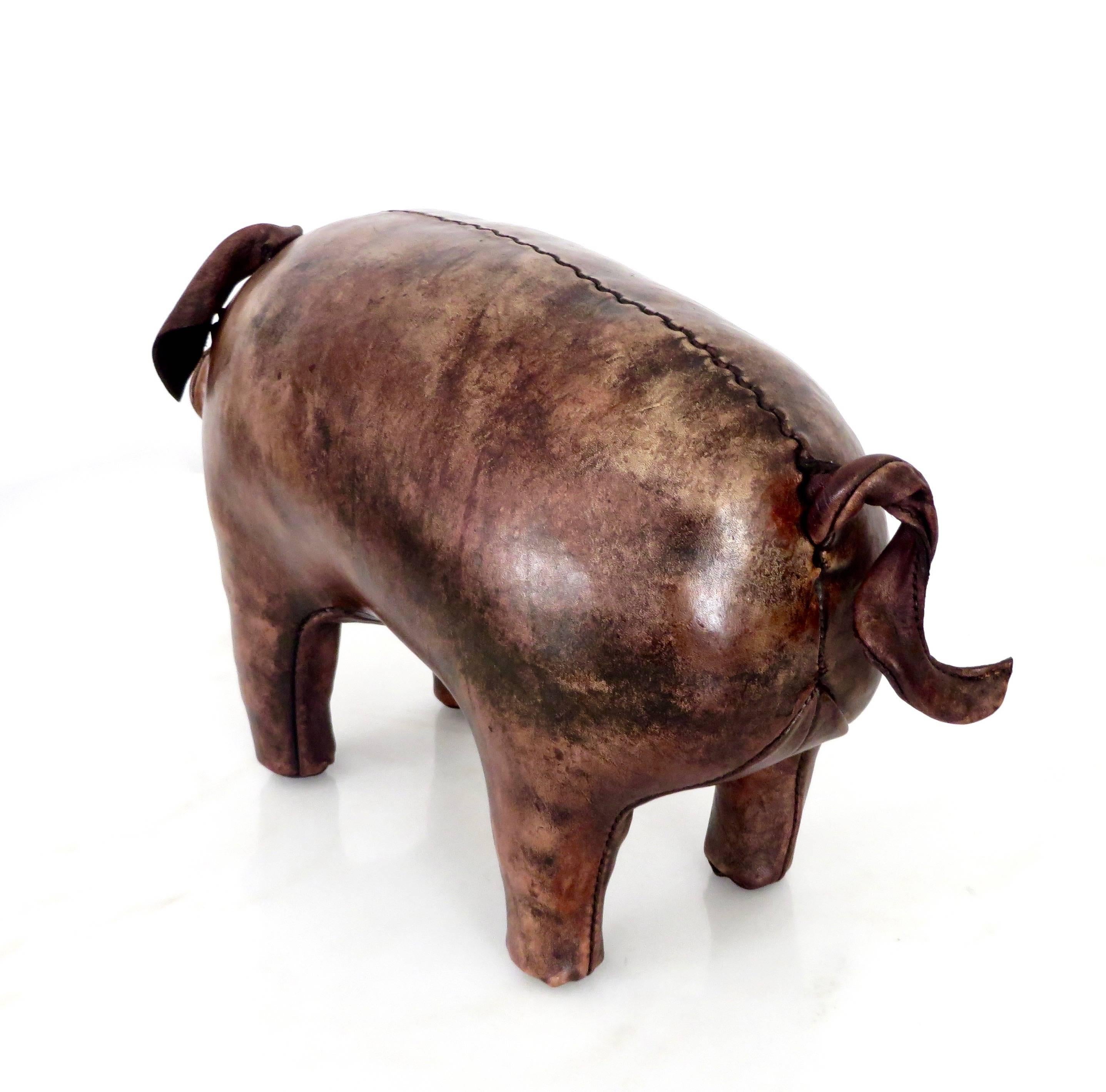 Mid-Century Modern Dimitri Omersa Leather Pig Footstool for Abercrombie and Fitch