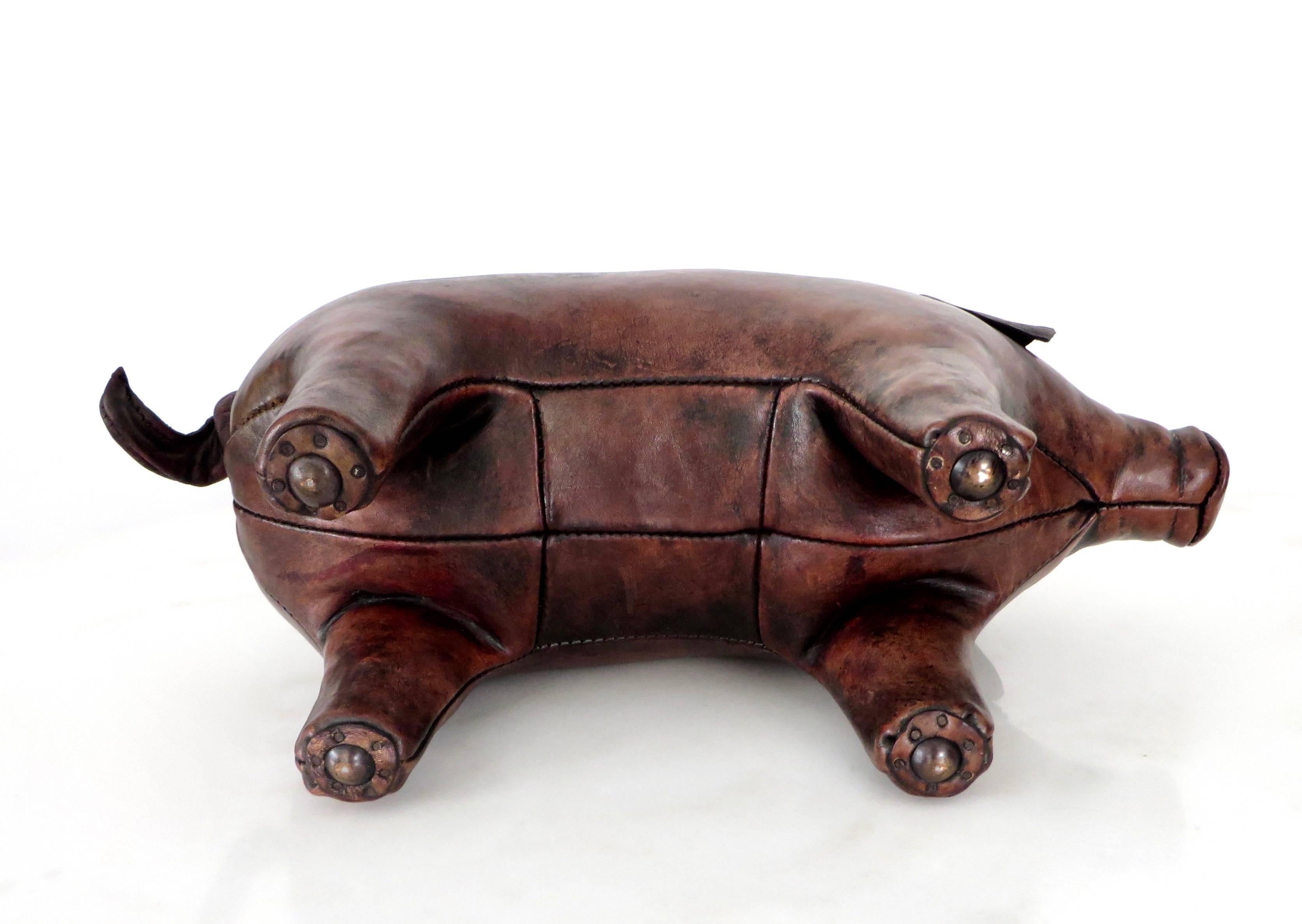 American Dimitri Omersa Leather Pig Footstool for Abercrombie and Fitch