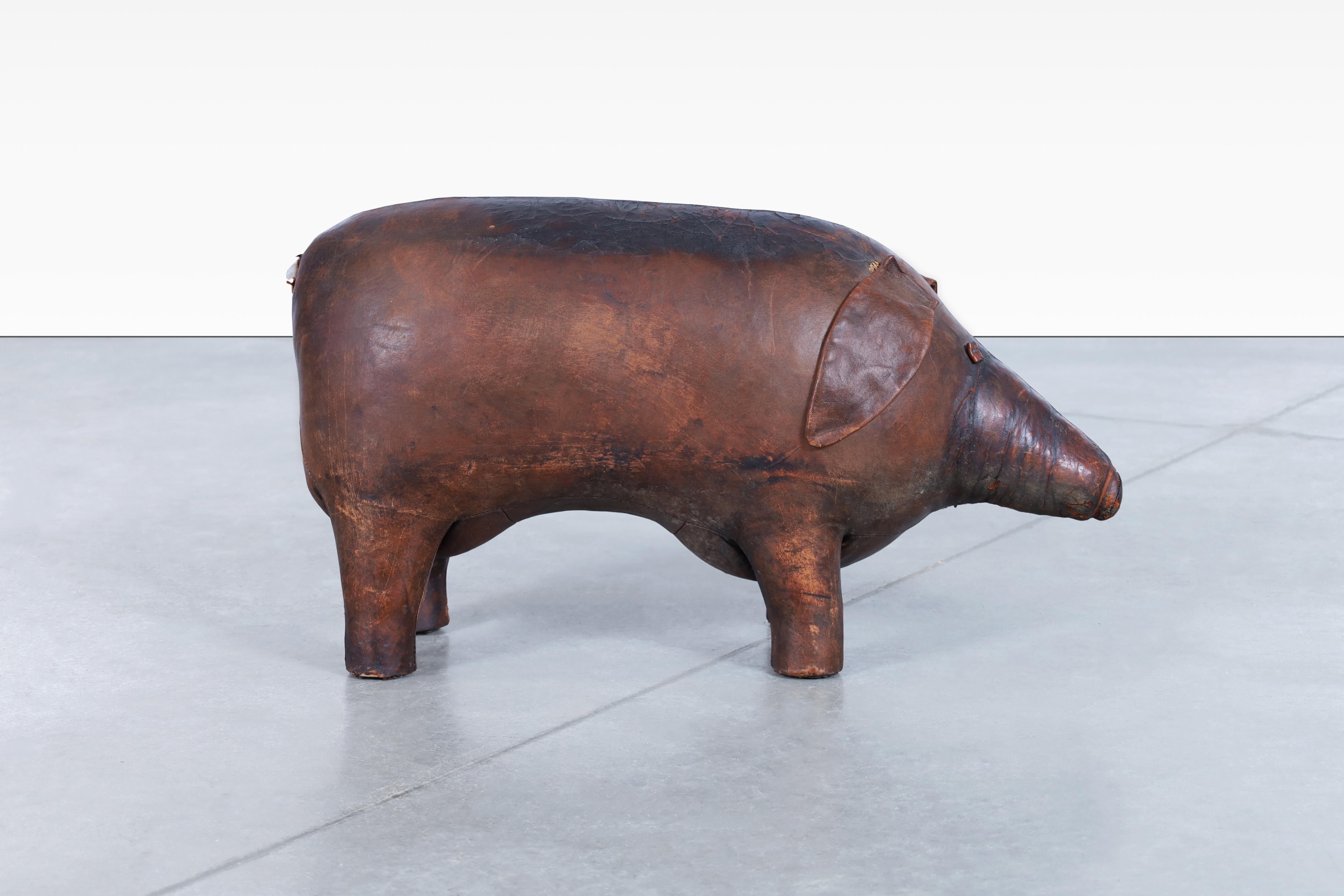 Dimitri Omersa Leather Pig Footstool for Abercrombie and Fitch For Sale 1